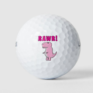 Balles De Golf Cartoon T-Rex Dinosaur Mignonne Et Rose En Colère