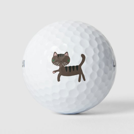 Balles De Golf Cat Cartoon Funny Brown Stripes Pet (Devant)