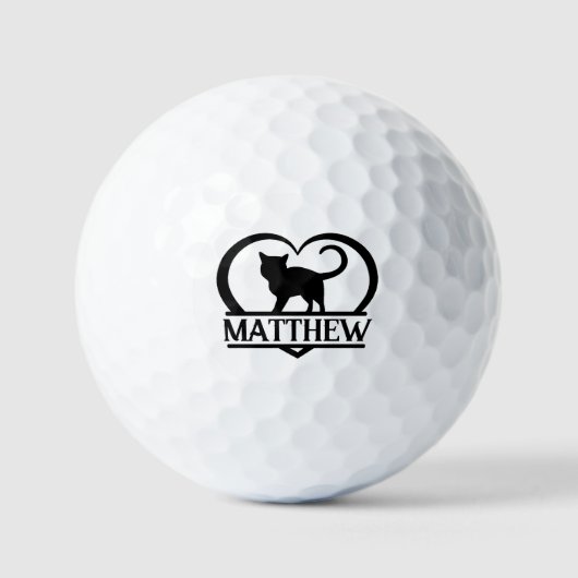 Balles De Golf Cat Silhouette Heart Split Monogram (Recto)