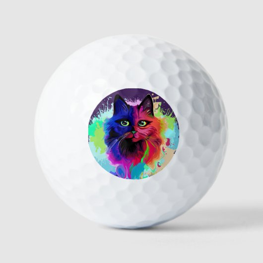 Balles De Golf Cat Trippy Psychedelic Pop Art (Recto)