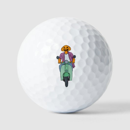 Balles De Golf Cavalier Citrouille sur Scooter Menthe (Recto)