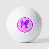 Balles De Golf Cavapo mignonne Chien rose Silhouette Monogramme (Recto)