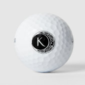 Balles De Golf Celtic Knotwork Cercle de Lune Monogramme Noir Bla (Devant)