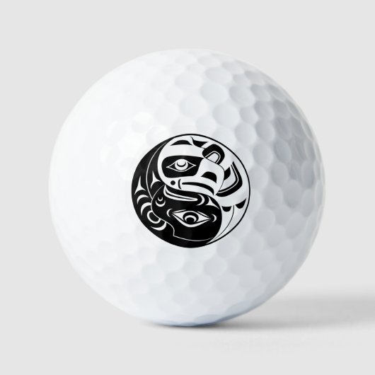 Balles De Golf Cercle d'aigle noir et blanc Haida Thunderbird (Recto)