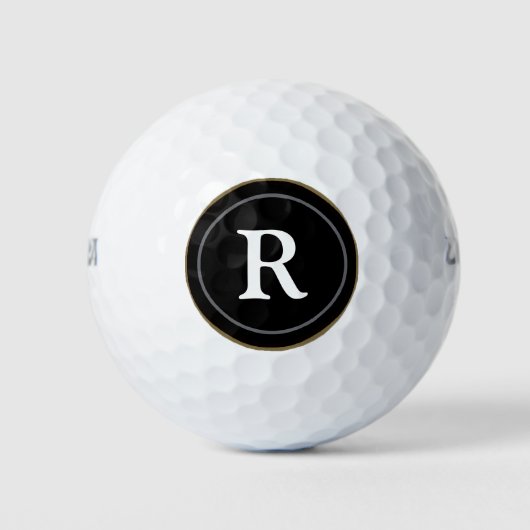 Balles De Golf Cercle noir avec sa propre customisée initiale (Devant)