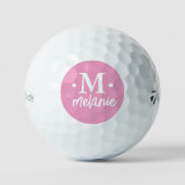 Balles De Golf Cercle rose monogramme personnalisé d'une lettre (Recto)