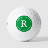 Balles De Golf Cercle vert avec nom initial Monogramme (Recto)