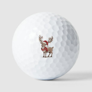Balles De Golf Cerf Animal Noël Cerf Chapeau de Père Noël Xmas