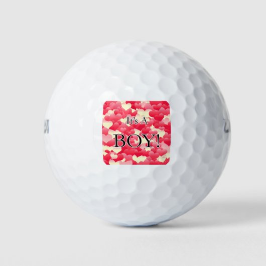 Balles De Golf C'est un garçon ! Cœurs rouges (Devant)