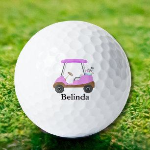 Balles De Golf Chariot de golf à texture de bois glamour rose ave