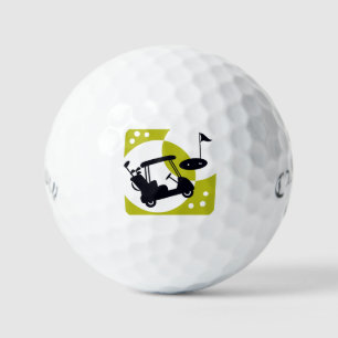 Balles De Golf Chariot de golf, clubs et greens