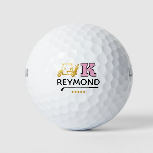 Balles De Golf Chariot de golf en or - Marque initiale K rose gra (Devant)