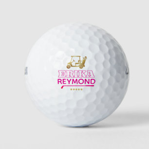 Balles De Golf Chariot de golf en or - Nom personnalisé de golfeu