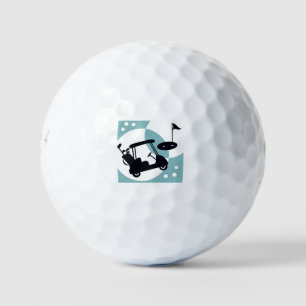 Balles De Golf Chariot de golf rétro en noir et bleu