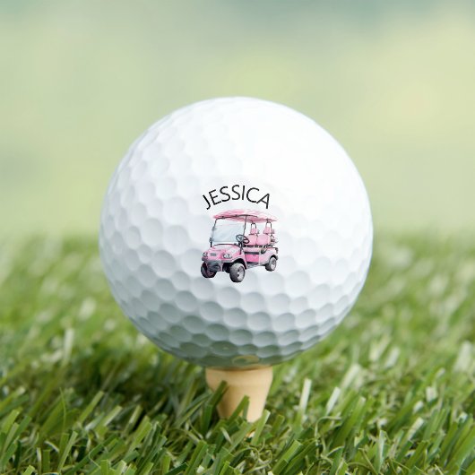 Balles De Golf Chariot de golf rose avec nom