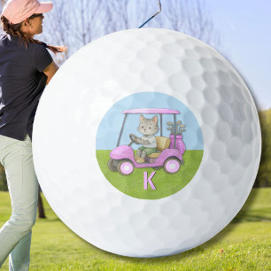 Balles De Golf Charmeuse Chat Rose Chariot Parfaitement à Niveau 