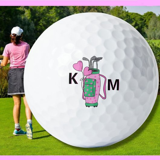 Balles De Golf Charming Pink Golf Bag Personalized Monogrammed 