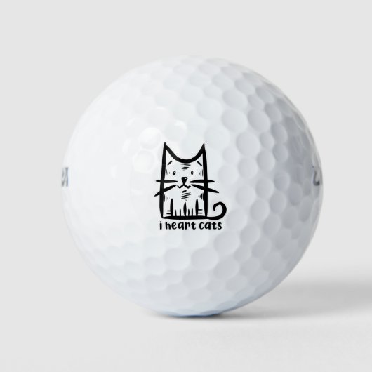 Balles De Golf Chat à moustaches, j'adore les chats (Devant)