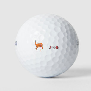 Balles De Golf Chat Animal Orange Poisson Mort Squelette Drôle
