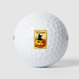 Balles De Golf Chat d'Halloween assis dans une citrouille Jack O 