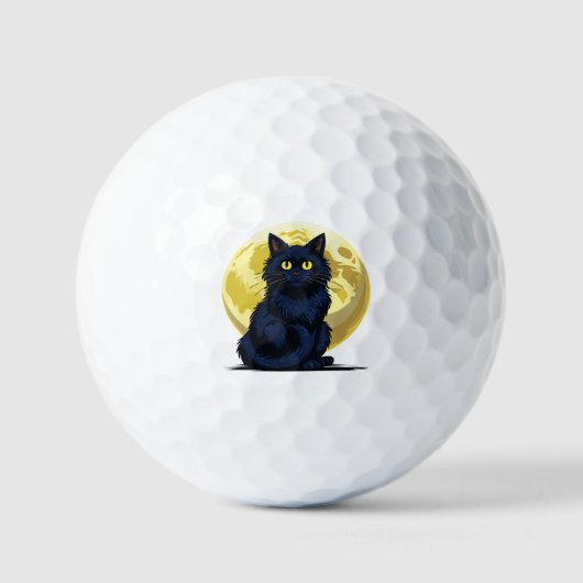 Balles De Golf Chat noir en colère (Recto)