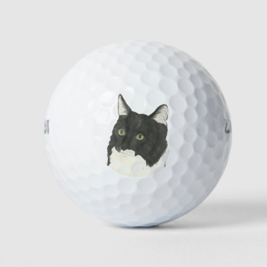 Balles De Golf Chat noir et blanc (Devant)