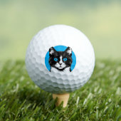Balles De Golf Chat noir et blanc aux yeux bleus (T-shirt Insitu)