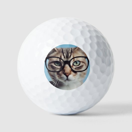 Balles De Golf Chat Portant des lunettes (Recto)