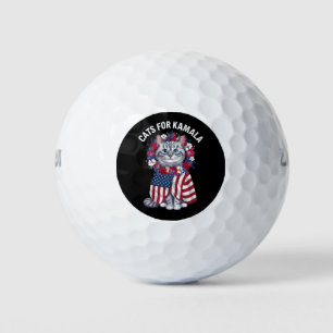 Balles De Golf Chat Pour Kamala Fleurs de chats Drapeau américain