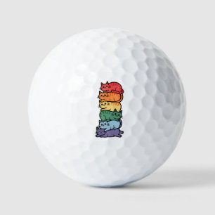 Balles De Golf Chats arc-en-ciel empilés - Fête de la fierté LGBT