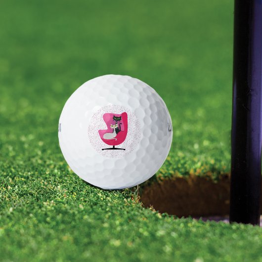 Balles De Golf Chats du milieu du siècle en diamants Chaise rose 