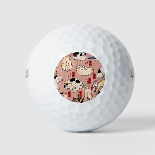 Balles De Golf chats japonais Ukiyo-e Funny kitty (Devant)