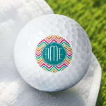 Balles De Golf Chaud rose Turquoise Orange Chevrons Personnalisé<br><div class="desc">Un design géométrique audacieux dans des couleurs fraîches et joyeuses. Si vous devez ajuster les monogrammes,  cliquez sur le bouton customiser et apporter des modifications.</div>