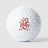Balles De Golf Cheval de Dala suédois Rouge et blanc (Recto)