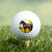 Balles De Golf Cheval Noir Majestueux Avec Selle (T-shirt Insitu)