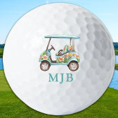 Balles De Golf Chic Floral Cart Personalized 3 Initial Monogram