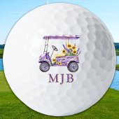 Balles De Golf Chic Floral Cart Personalized 3 Initial Monogram