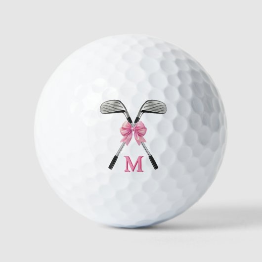 Balles De Golf Chic Pink Golf Clubs & Bow Personalized Monogram (Recto)