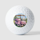 Balles De Golf Chic Pink Personalized Golf Cart Custom Monogram  (Recto)