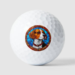Balles De Golf Chien beagle dans l'art vibrant en verre tendu