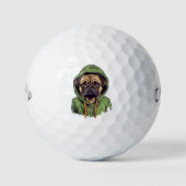 Balles De Golf Chien carlin portant Sweat - shirt à capuche vert (Devant)