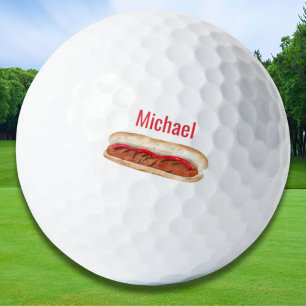 Balles De Golf Chien chaud aquarelle personnalisé avec ketchup