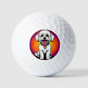 Balles De Golf Chien de dessin animé adorable portant une chaîne