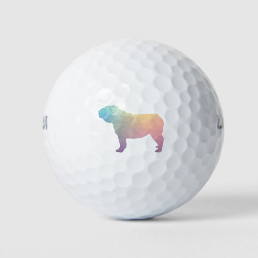 Balles De Golf Chien de race anglaise Bulldog Geo Silhouette Past (Devant)