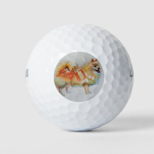 Balles De Golf Chiens d'aquarelle allemands Spitz Pomeranian
