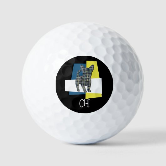 Balles De Golf Chihuahua Chien mignon Silhouette Mono TriGrid (Recto)