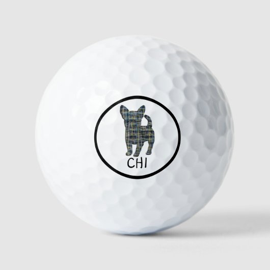 Balles De Golf Chihuahua Cute Chien Silhouette Monogramme Grille (Recto)