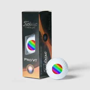 Balles De Golf Chimmer en mosaïque arc-en-ciel chaud,