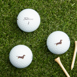 Balles De Golf chocolat dachshund et silhouette tan