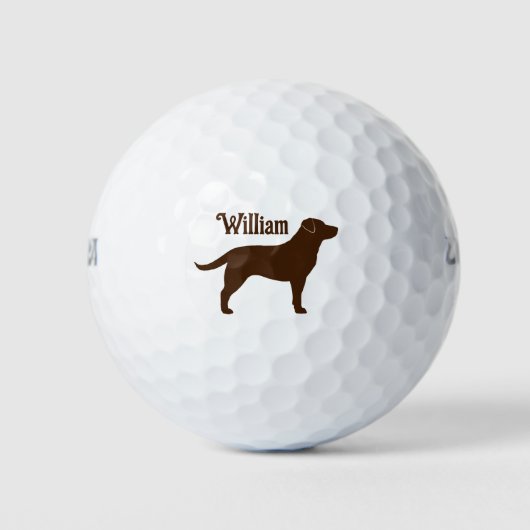 Balles De Golf Chocolat Labrador Retriever Silhouette avec nom (Devant)